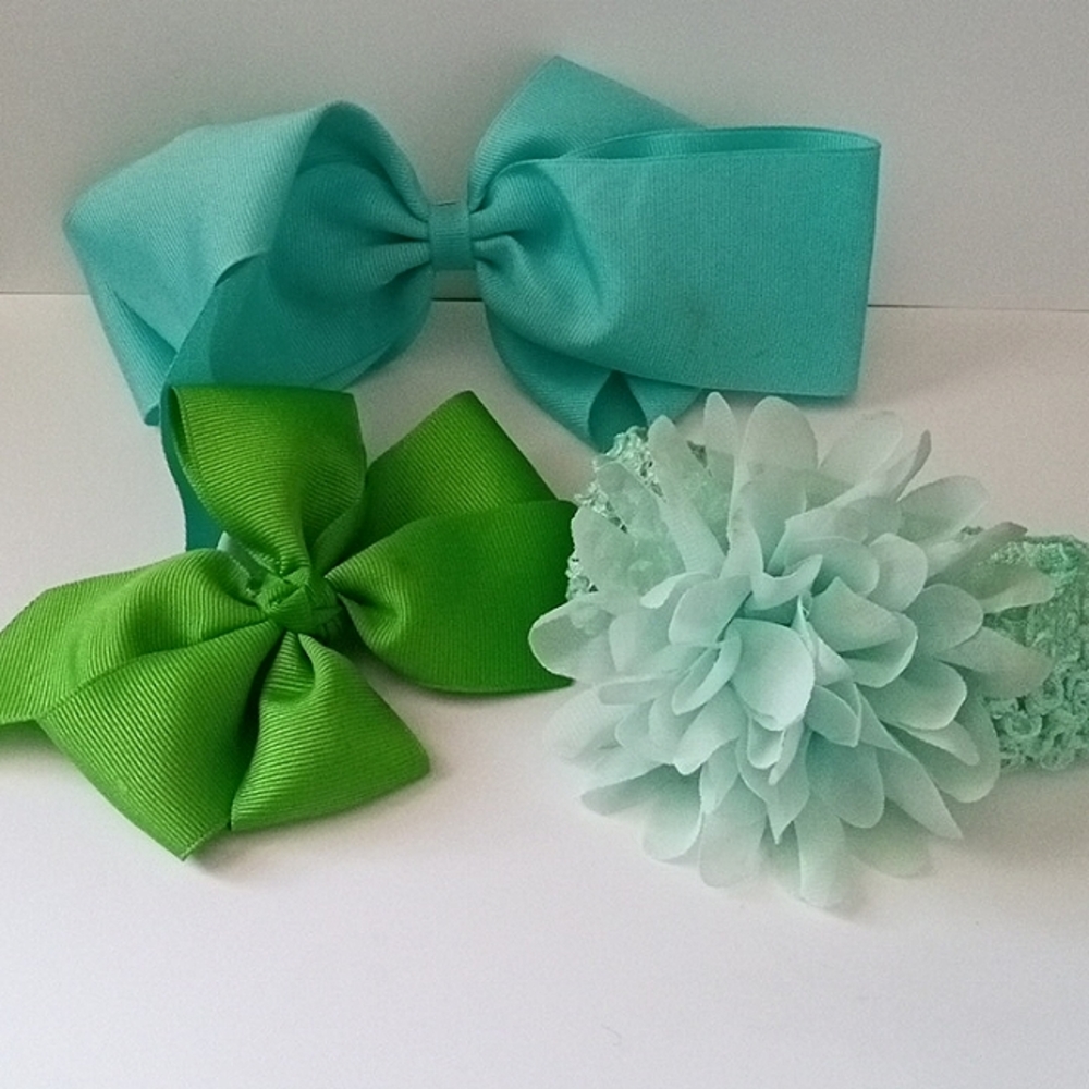 🌼green hair bows for girls
